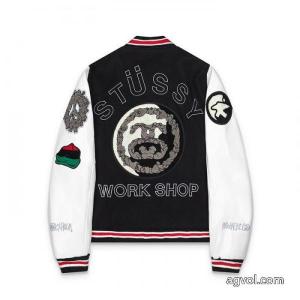 Stussy三方連名Ttl Varsity Jacketパッチワーク刺繍学校チーム野球服男女同型