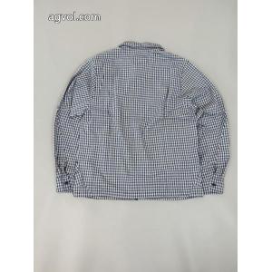 Stussy新作ブルーチェック刺繍ゆったりペアシャツコート
