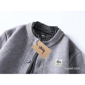 STUSSYスクエアフェイク2枚ニットカーディガンコート