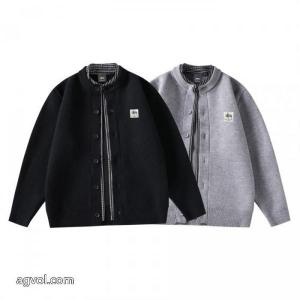 STUSSYスクエアフェイク2枚ニットカーディガンコート