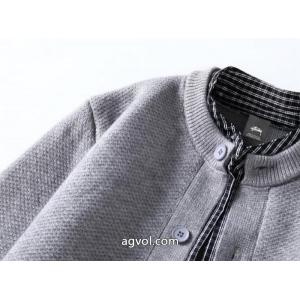 STUSSYスクエアフェイク2枚ニットカーディガンコート