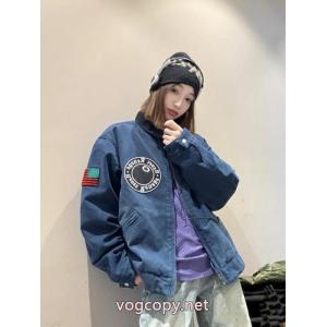 STUSSYストゥッシx Denim Tears連名刺繍エンブレムカップル開襟デニムジャケット