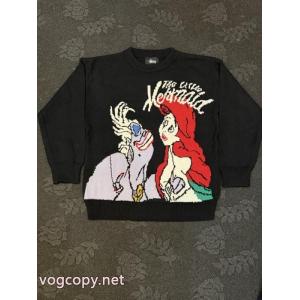 Stussy 2026 SS新型表裏に身を包む大きなLOGOアルファベット柄ジャカードニットクルーネックセーター男女同型
