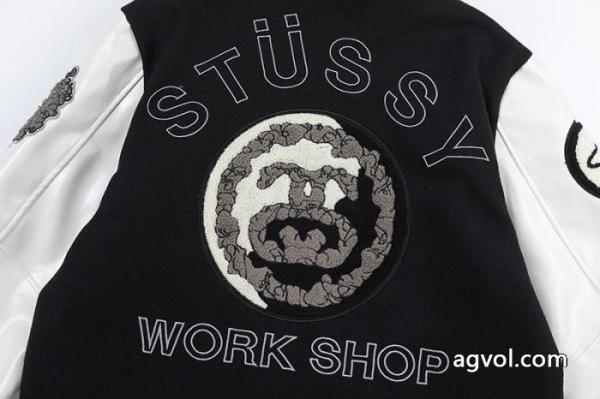Stussy三方連名Ttl Varsity Jacketパッチワーク刺繍学校チーム野球服男女同型 5