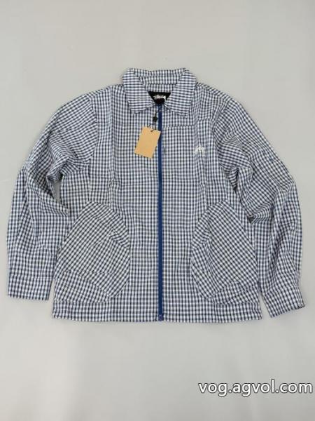Stussy新作ブルーチェック刺繍ゆったりペアシャツコート 0