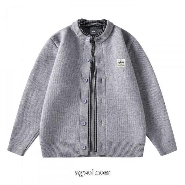 STUSSYスクエアフェイク2枚ニットカーディガンコート 5 