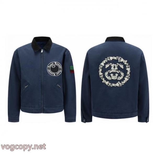 STUSSYストゥッシx Denim Tears連名刺繍エンブレムカップル開襟デニムジャケット 1