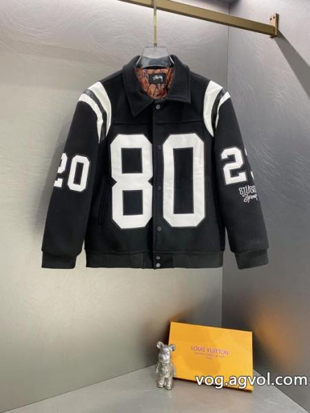 Stussy FW 23 80ラベリングボアインソール開襟ジャケット野球ウェアコート男女同型 0