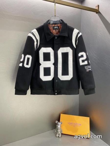 Stussy FW 23 80ラベリングボアインソール開襟ジャケット野球ウェアコート男女同型 3
