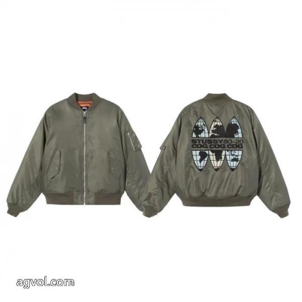 STUSSYステューシーx CDG連名MA 1背中アルファベット刺繍カップル用野球ウェアコットンジャケット 2
