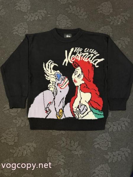 Stussy 2026 SS新型表裏に身を包む大きなLOGOアルファベット柄ジャカードニットクルーネックセーター男女同型 2