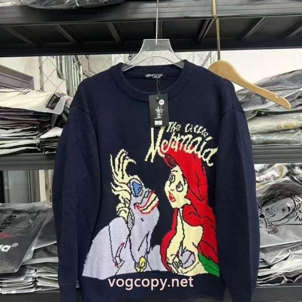 Stussy 2026 SS新型表裏に身を包む大きなLOGOアルファベット柄ジャカードニットクルーネックセーター男女同型 4