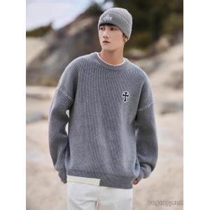 CHROME HEARTS/クロノハート26 SS新作ジャカードゆったりワイド版秋冬ニット長袖ヘッダーセーター